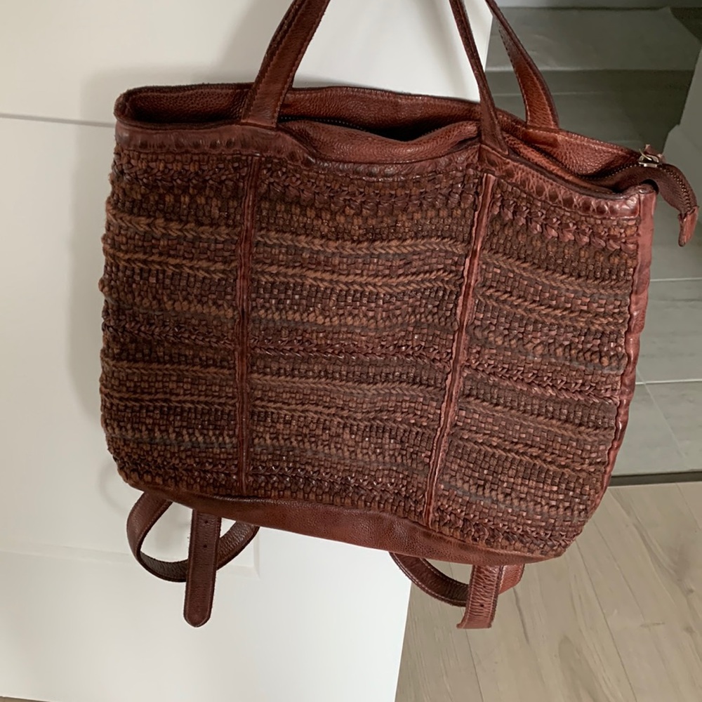 Brand new bag pack in leather
